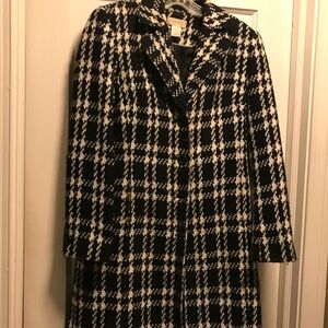 Worthington Black and White Plaid Pea Coat